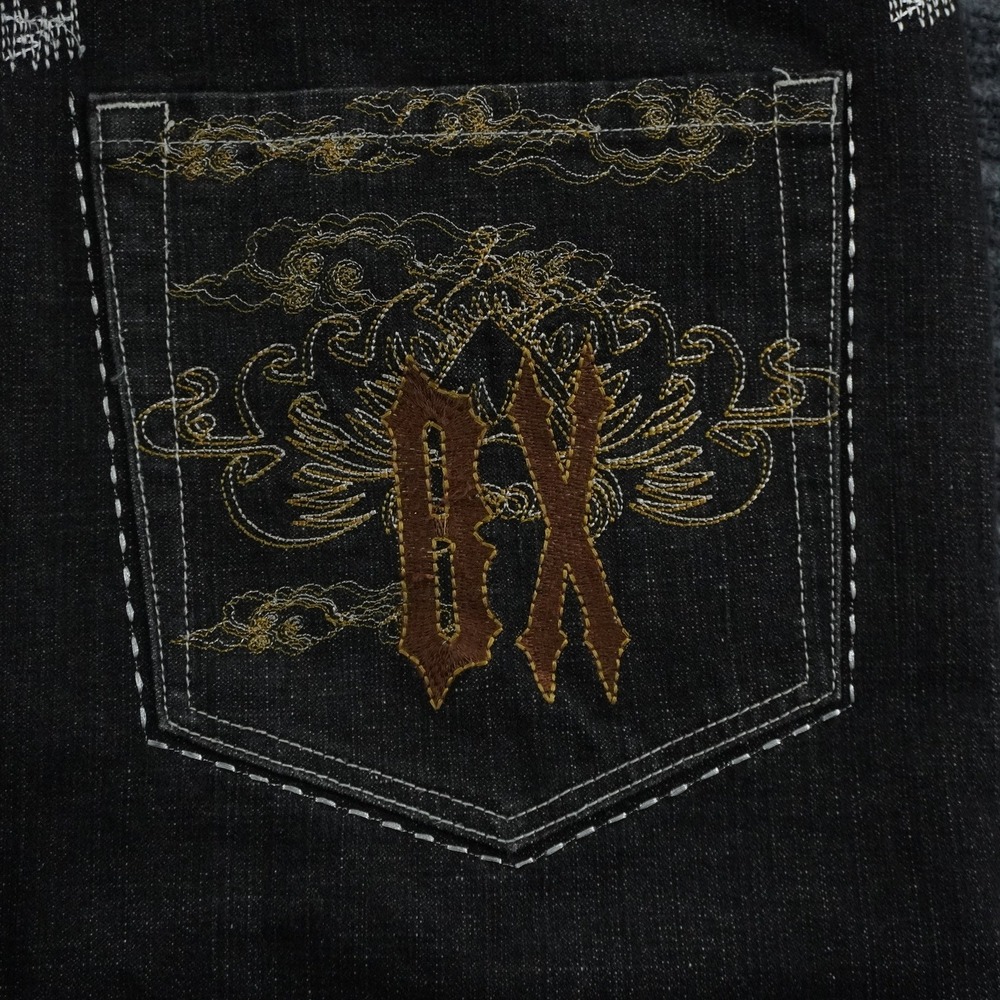 Brooklyn Express Denim Shorts Mens 40 Black Dragon Embroidered Y2K Streetwear - Picture 14 of 15